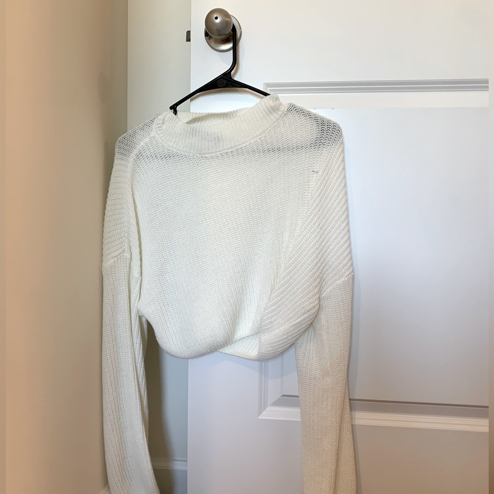 cream crop top sweater from SHEIN